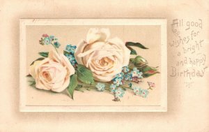 Vintage Postcard 1910 All Good Wishes For Bright Happy Birthday Greetings Roses