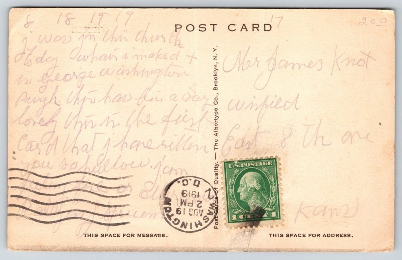 Interior~Sanctuary Christ Church Alexandria Virginia B&W~Vintage Postcard