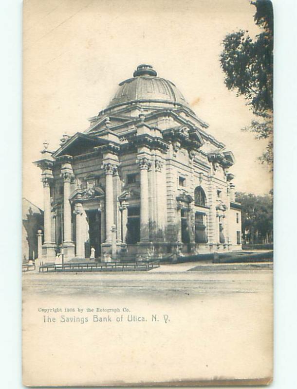 Unused Pre-1907 SAVINGS BANK OF UTICA BUILDING Utica New York NY Q1666