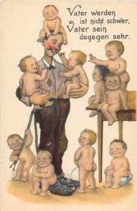 H81/ Interesting Postcard Boys Being Boys Pee Dad Urinate Peeing c1910 84