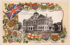 Court House St Thomas Ontario ON Canada Patriotic Embossed Postcard H49 *as is