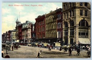 Dayton Ohio Postcard Main Street Third Exterior Building c1910 Vintage Antique