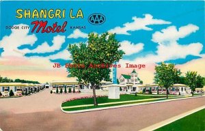 KS, Dodge City, Kansas, Shangri-La Motel, Exterior, Curteich No 7C-K649