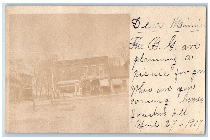 Jonesboro Illinois IL Postcard RPPC Photo Rixleben's Pharmacy 1907 Antique