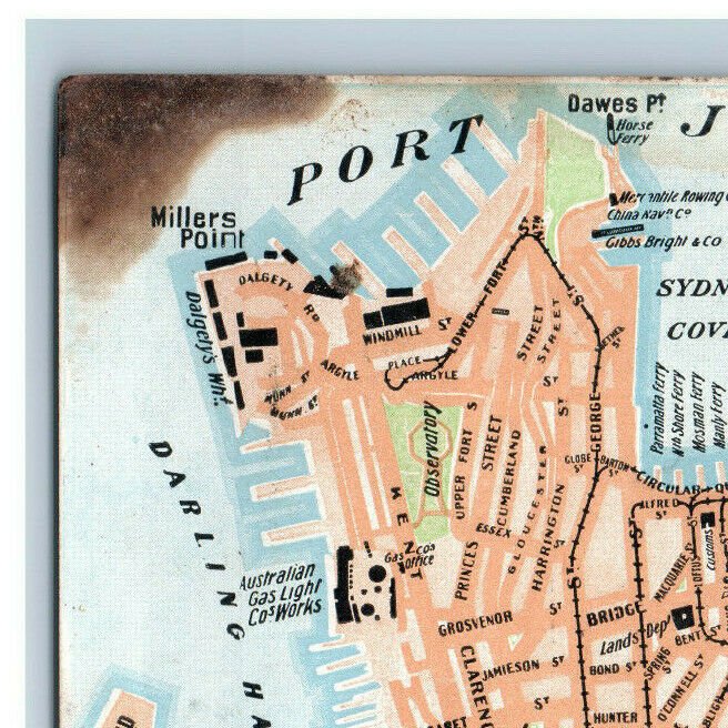 c. 1910 City of Sydney Australia Map Postcard by H.E.C. Robinson Port Jackson
