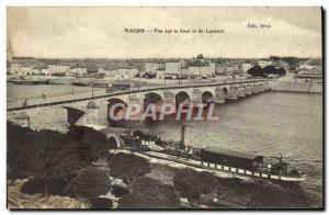 Old Postcard Macon View Of The Pont St Laurent Bateau