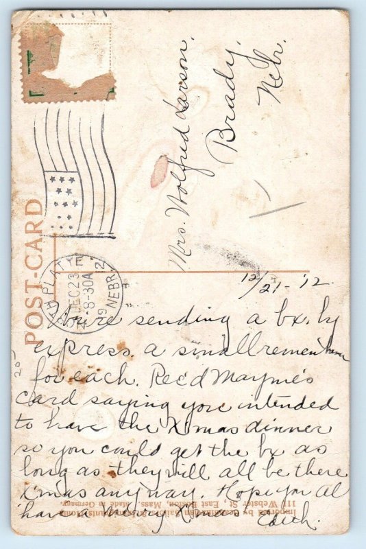 Christmas Mother Looking Sleeping Children Horse Toy North Platte NE Postcard