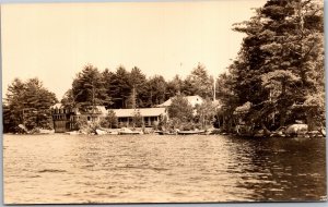 RPPC Lake or sea-side home resort with boats possibly Manchester-By-The-Sea