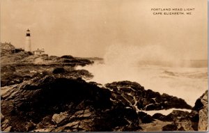 Real Photo Postcard Portland Head Light House in Cape Elizabeth, Maine