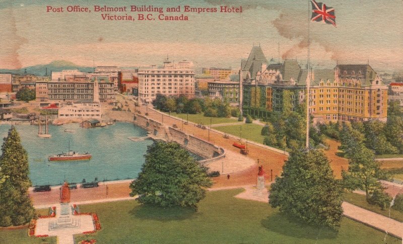 Vintage Postcard Post Office Belmont Building Empress Hotel Victoria B.C. Canada