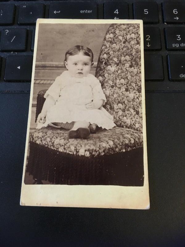 Vintage Cabinet Card Photo - Late 1800s Baby Toddler,Seated . Wolfe Studio IA