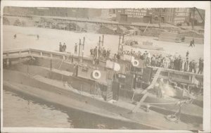 Possibly Baltimore MD Docked US Subs Submarines c1910 Real Photo Postcard