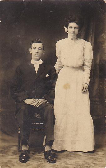 Old Couple Posing Real Photo