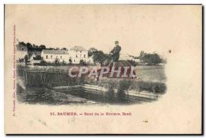 Old Postcard Saumur Horse Equestrian Jumping the river Breil