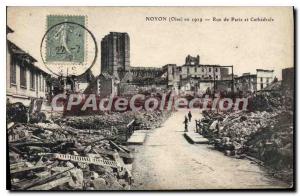 Old Postcard Noyon Rue De Paris in 1919
