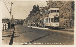 Tranvias De Valparaíso Chile Double Decker Trolley Real Photo Postcard