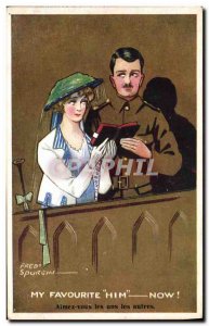 Old Postcard Fantasy Illustrator Woman Army Soldier Fred Spurgin