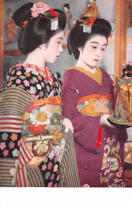 Japan Old Vintage Antique Post Card Budding Geisha Unused