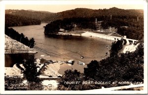 RPPC Tourist Boat Docking at Norris Dam TN Vintage Postcard V70