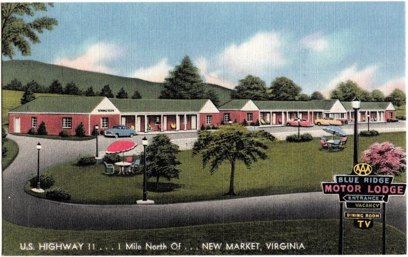 Old NEW MARKET Virginia VA Postcard BLUE RIDGE MOTOR LODGE Roadside Linen