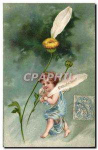 Old Postcard Angel Flower Not at all