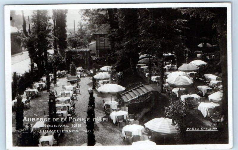 RPPC Auberge de La Pomme d'Api restaurant LOUVECIENNES France Postcard