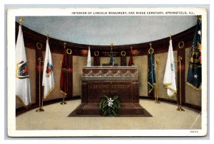 Lincoln Monument Interior Springfield Illinois IL UNP WB Postcard S14