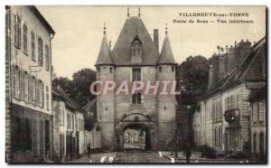 Old Postcard Villeneuve Sur Yonne Sens Door Inner View