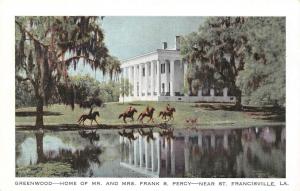 ST FRANCISVILLE, LA Louisiana  GREENWOOD~Percy Home W FELICIANA PARISH  Postcard