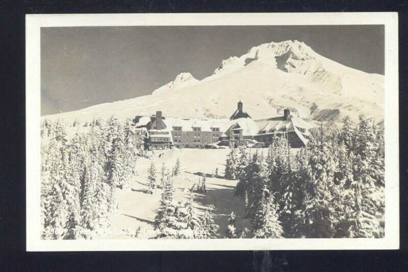 RPPC TIMBERLINE LODGE OREGON WINTER SNOW VINTAGE REAL PHOTO POSTCARD