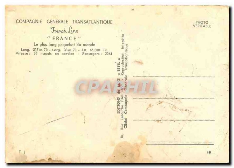 Modern Postcard Compagnie Generale Transatlantique French Line