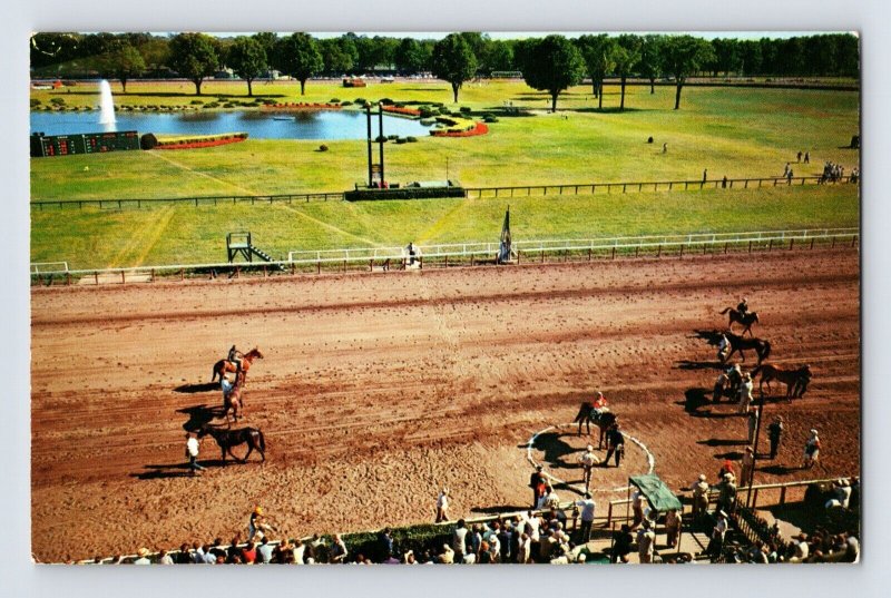 Postcard New York Saratoga Springs NY Horse Racing 1960s Unposted Chrome