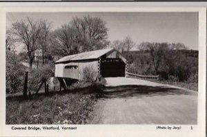 RPPC Postcard Covered Bridge Westford Vermont VT