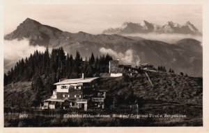 Austria Kitzbühel Hahnenkamm Blick auf Berghaus Tirol Vintage RPPC C242