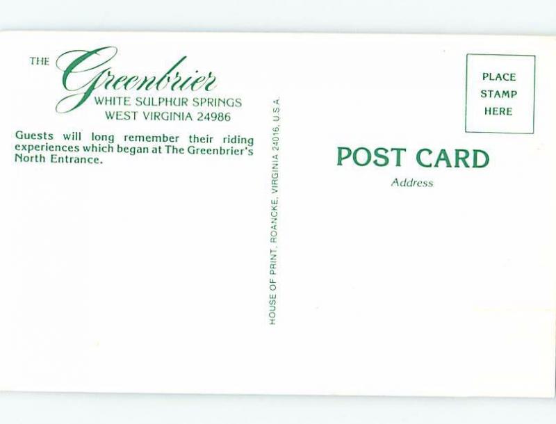 Unused Pre-1980 GREENBRIER HOTEL White Sulfur Springs - Near Lewisburg WV c1825