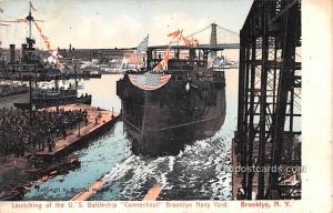 Launching of US Battleship Connecticut, Brooklyn Navy Yard, NY, USA Battleshi...