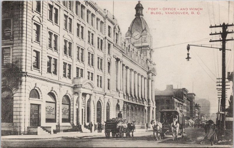 Vancouver BC Post Office & Winch Building British Columbia Postcard H60 *as is