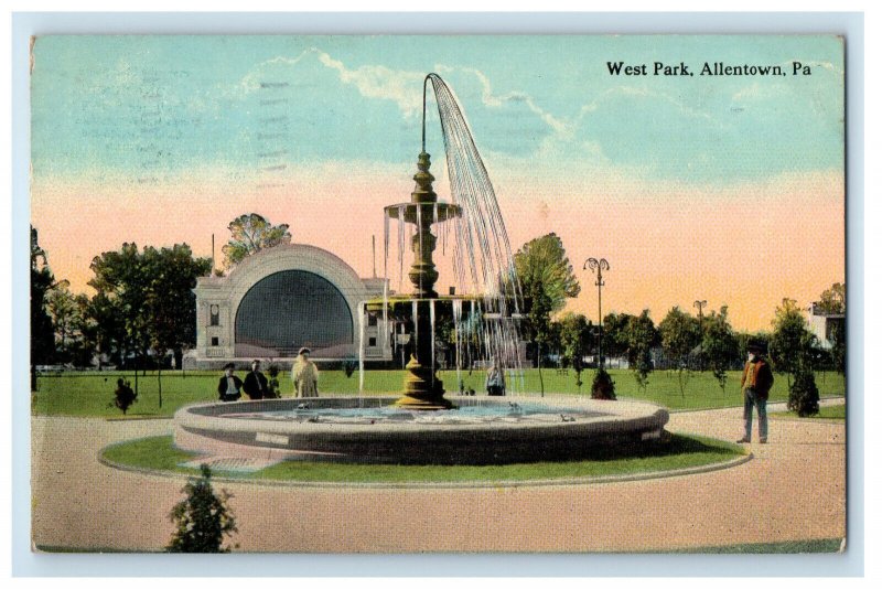 1913 West Park Allentown Pennsylvania PA Posted Antique Postcard 