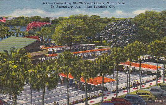 Overlooking Shuffleboard Courts Mirror Lake St Petersburg 1956 Curteich Florida