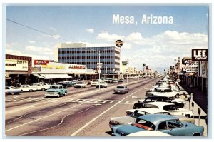 c1950's Brood Main Cars Karls Shoes Drugstore Mesa Arizona AZ Vintage Postcard