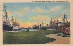 Alabama Mobile Busy Scene At The State Docks 1940 Curteich