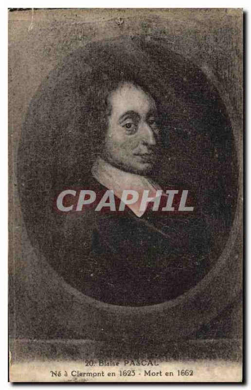 Postcard Old Blaise Pascal has not Clarmont in 1632 Died in 1662