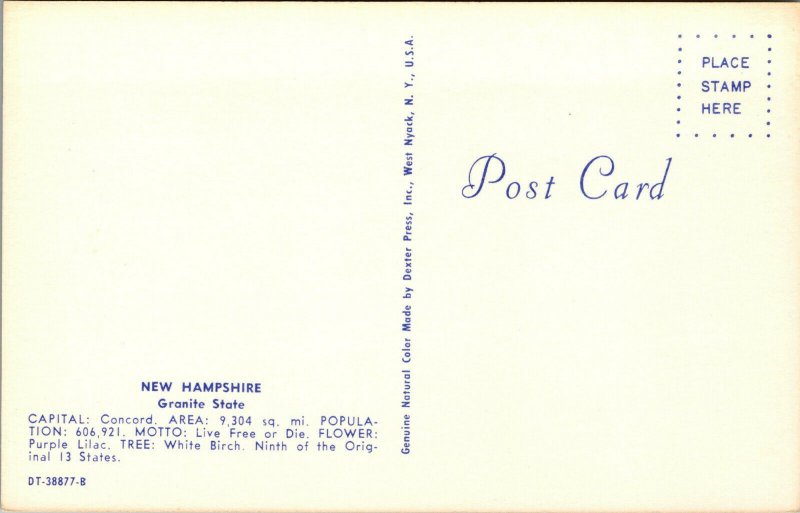 Vtg 1960 Greetings from New Hampshire NH Map Highways Towns Attractions Postcard