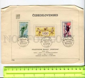 425279 Czechoslovakia 1955 page stamp SPORT Olympics Melbourne cancellations