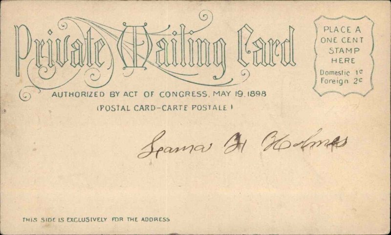 New Year Pretty Young Woman c1905 Private Mailing Card Postcard