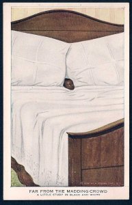 'Far From the Madding Crowd' Black Baby in White Sheets in Bed Unused c1910s