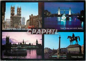 Postcard Modern London Westminster Abbey Houses of Parliament and River Thame...