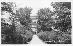 Plymouth Michigan~High School Building View thru Pathway~Wayne County~1952 RPPC