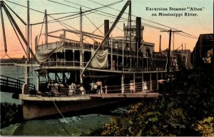 Excursion Steamer Alton on the Mississippi River Vintage Postcard D73