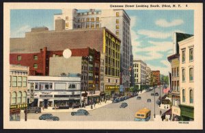 New York UTICA Genesee Street looking South store fronts and older cars - LINEN